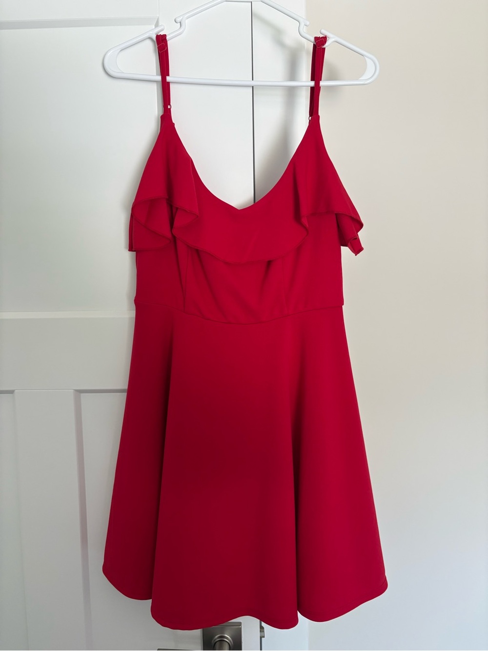 Altar'd State Bright Red Ruffle-Trim Fit & Flare Mini Dress